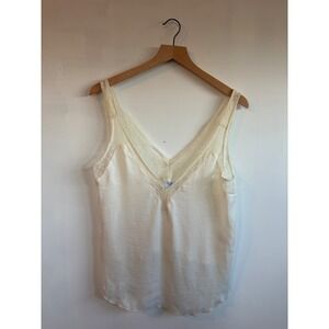 RESET Ivory Lace V-Neck High Low Satin Camisole Top JT498A Womens Large